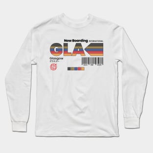 Vintage Glasgow GLA Airport Label Retro Travel Scotland Long Sleeve T-Shirt